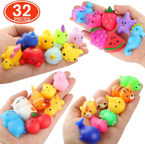 nobasco Squishies, 32 Pack Mochi Squishy Toys - Kawaii Cat Squishys Slow Rising Animals - Party Favors, Goodie Bag, Birthday Gifts, Mini Squishies Stress Reliever Toy