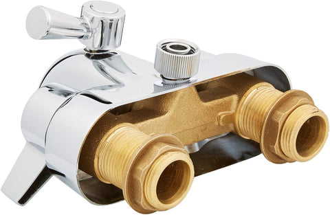 My PlumbingStuff B3100 3 ⅜-Inch Centers Clawfoot Tub Faucet with Ceramic Cartridges & ¼-Turn Ball-Valve Diverter - Diverter Bathcock - Faucet Replacement - Solid-Brass Chrome-Plated - ¾ Male IPS Inlet