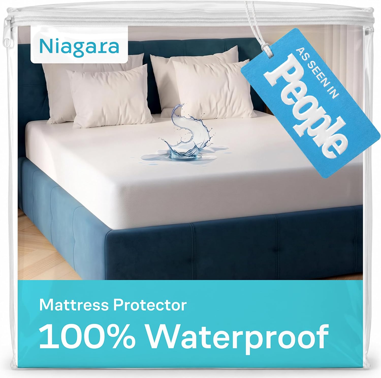 Niagara Waterproof Mattress Protector Twin 39x75 Cover Deep Pocket Breathable Noiseless 8-20Inches Bed Smooth Jersey Mattress Pad Cover Fully Ultra Thin Polyester