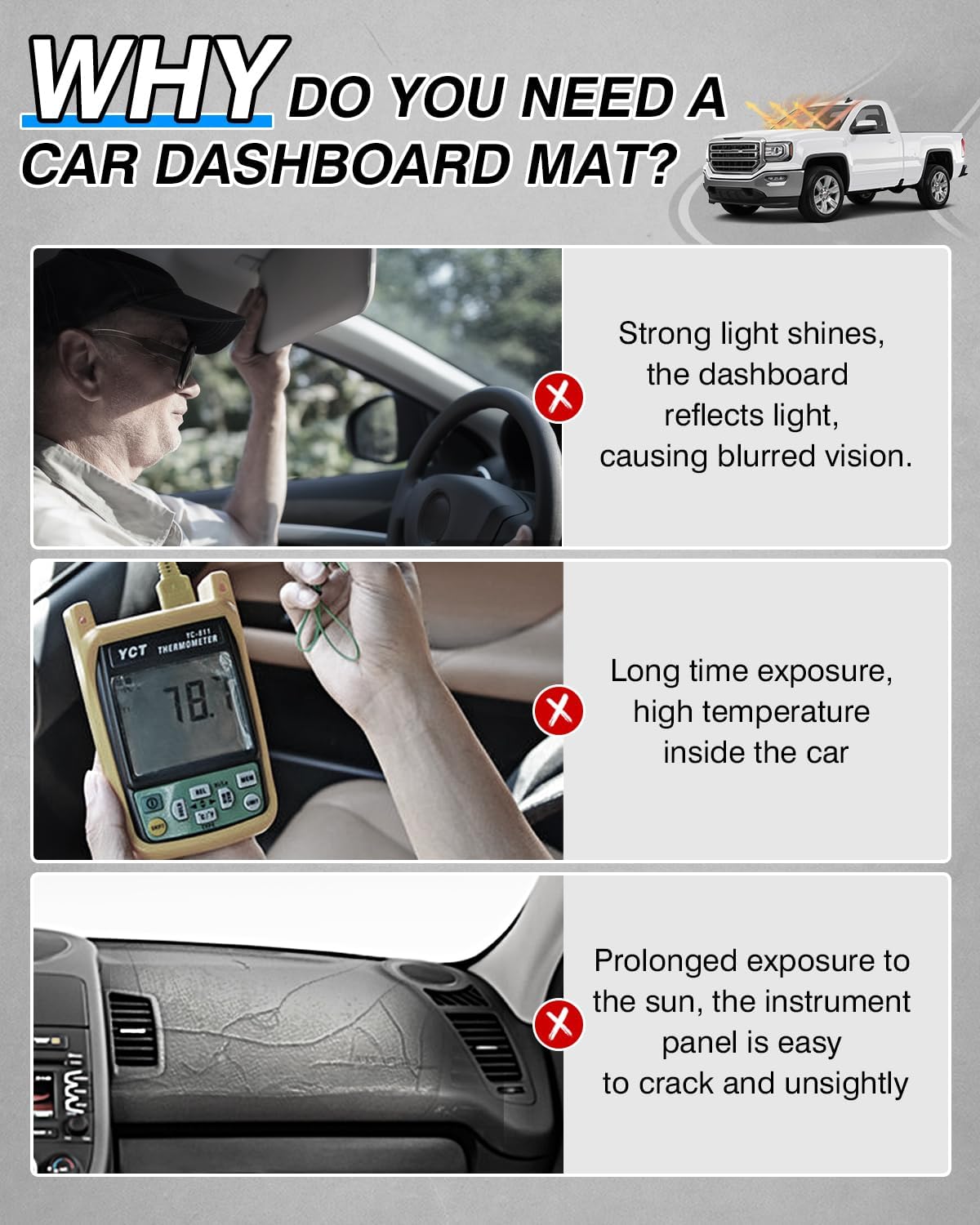 Cartist Black Dash Cover for 2014-2018 Chevrolet Chevy Silverado/GMC Sierra