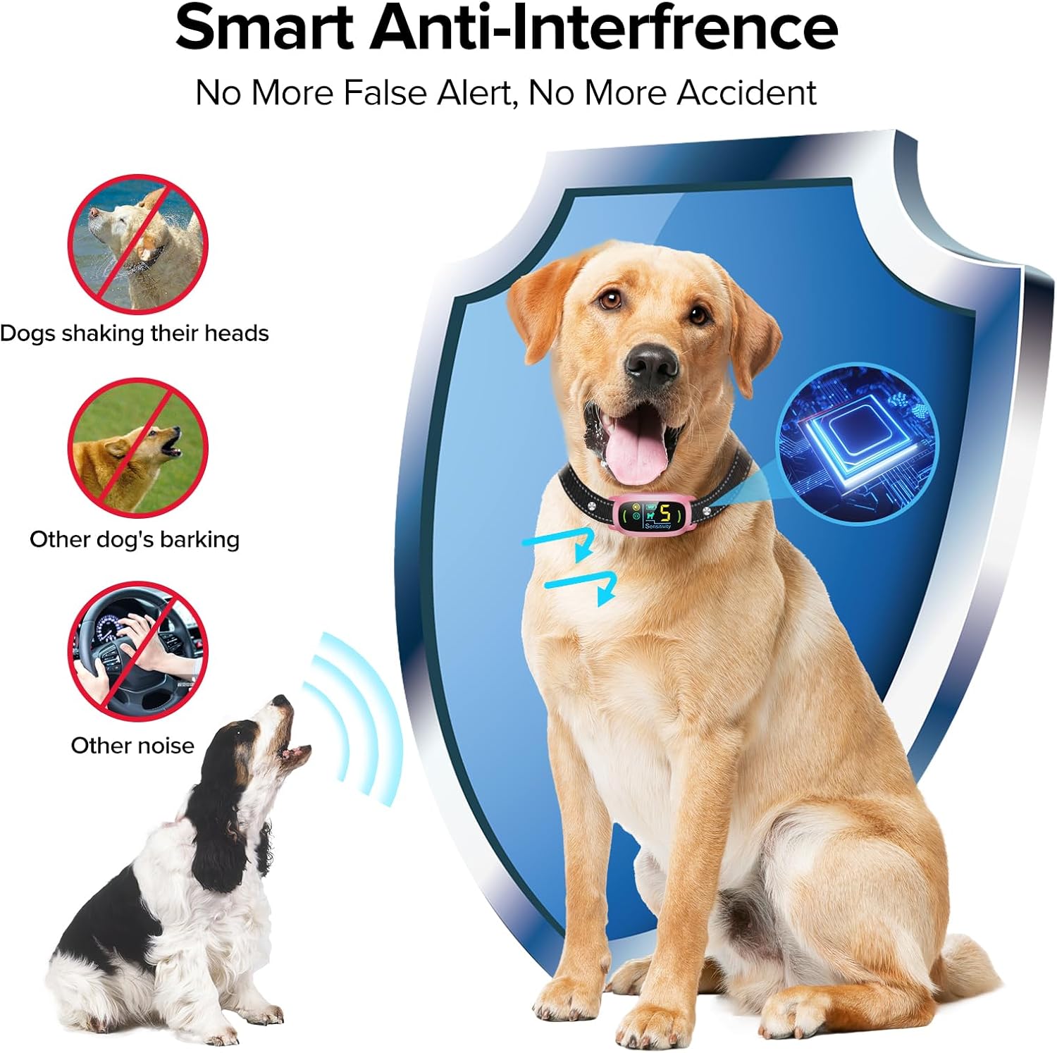 FAFAFROG Dog Bark Collar, Rechargeable Smart Collar, Anti Barking Training Collar with 5 Adjustable Sensitivity Beep Vibration, Bark Collar for Large Medium Small Dogs(Pink)