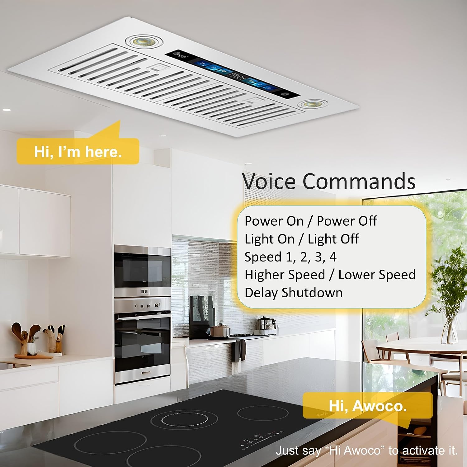36"Wx15"D Split Insert Ceiling Mount Range Hood with 8" Remote Blower