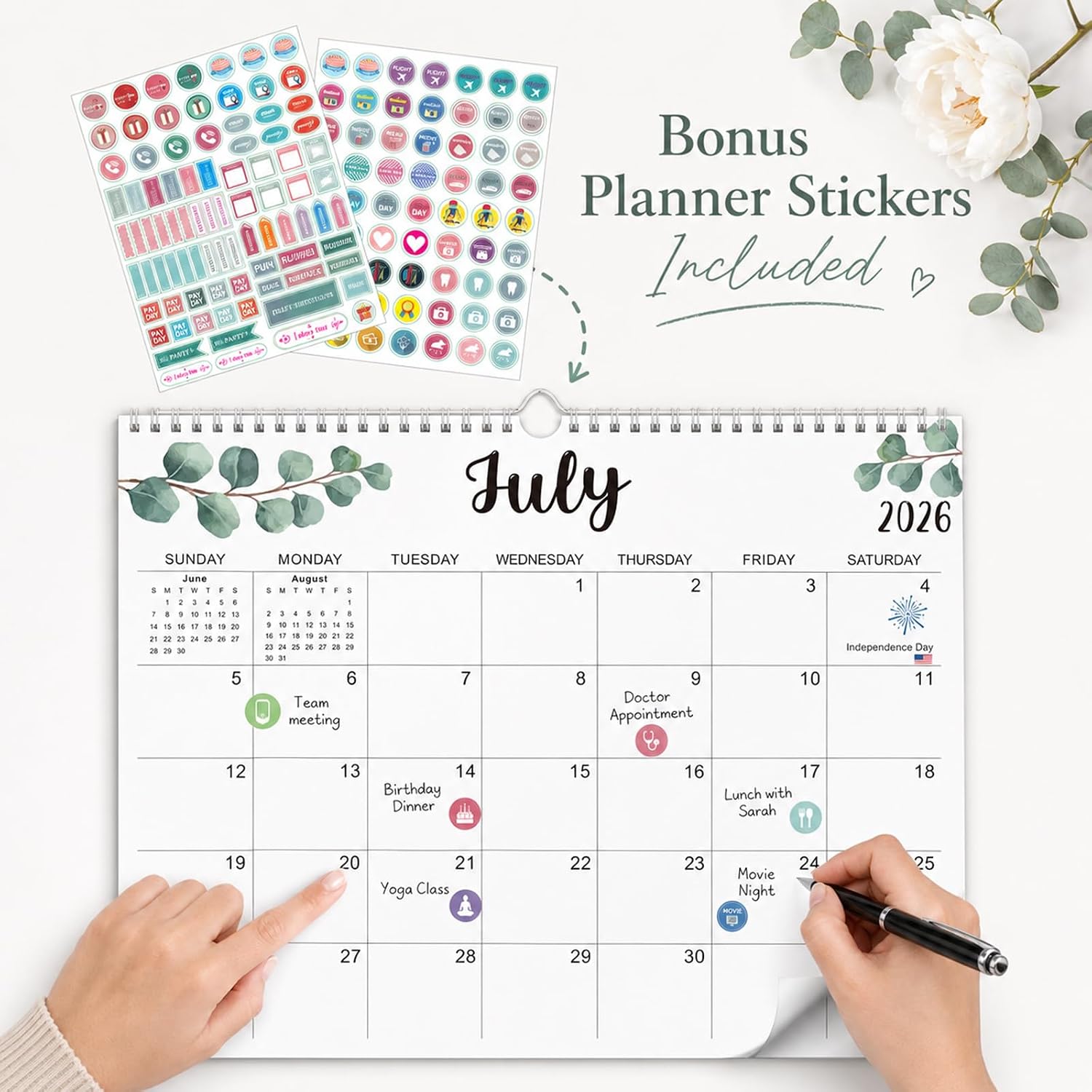 Wall Calendar 2026-2027, 18-Month Academic, Jul 2026-Dec 2027, 14x11