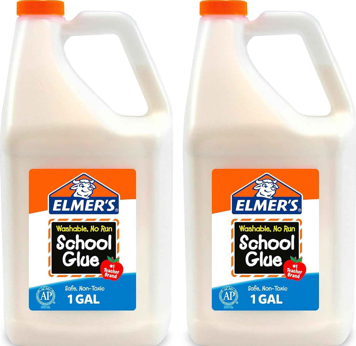 Elmer's White Liquid School Glue, 1 Gallon 2 Count, Washable, #1 Teacher Brand - Arts & Crafts, Teacher Supplies, Great for Making Slime