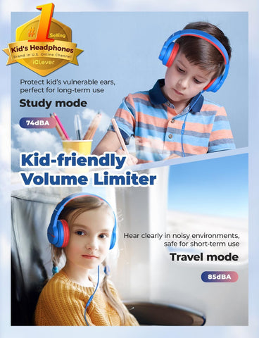 iClever HS19 Kids Headphones for School, Over-Ear for Toddler Boys Girls