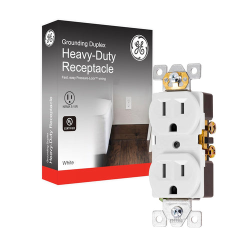 GE Duplex Wall Outlet, 2 Grounded Outlets, Light Almond