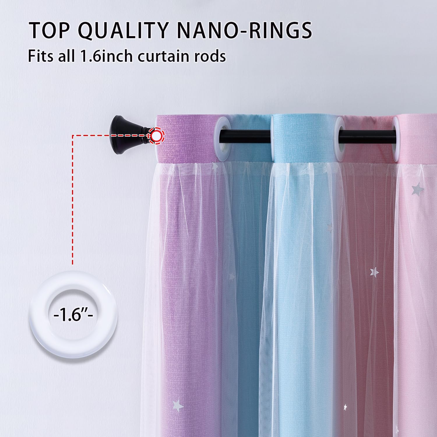 XiDi Girls Curtains for Bedroom, Purple Rainbow Blackout Curtains fo Kids Room Decor, Princess Unicorn Wall Decals Pink 63 Inches Long 34 Wide 1 Panel