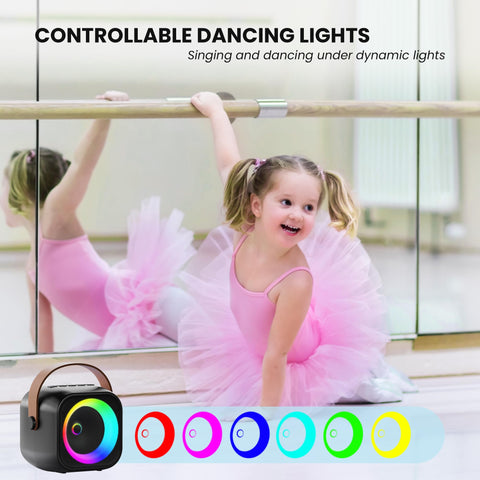 Mini Karaoke Machine, Portable Bluetooth Karaoke Speaker with 2 Wireless Microphones and Party Lights for Kids and Adults, Birthday Gifts for Girls Boys Family Home Party