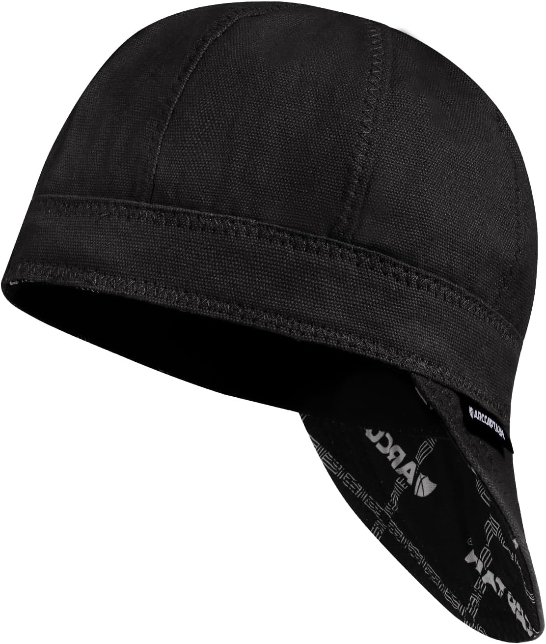ARCCAPTAIN Reversible Welding Cap, 8 Panel Protective Welders Cap, 10 oz Fireproof Cotton Comforts for Safety and Protection While Welding to Men Women, Black, 7 1/2