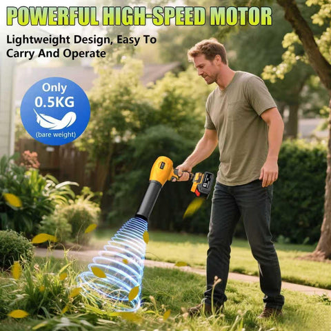 Leaf Blower Cordless, 21V Electric Handheld Leaf Blower with 2×2.0Ah Batteries & Fast Charger, Adjustable Speed, Powerful Airflow, Lightweight for Lawn Care/Yard/Leaves/Dust, Black Yellow