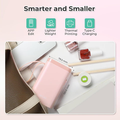 Nelko P21 Label Maker Machine with Tape, Bluetooth Label Printer, Pink