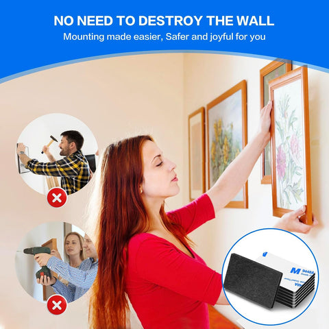 100 Pcs Double Sided Adhesive Pads,Heavy Duty Mounting Tape, 3mm Thickness Pre-Cut Foam Tape,Super-Sticky Black Strong Pads Rectangle Shape Waterproof for Walls Picture, Car, Home, Office