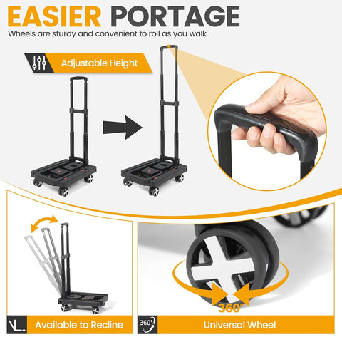 Orzbow Car Seat Dolly for Airport, Folding Car Seat Roller Cart, Black