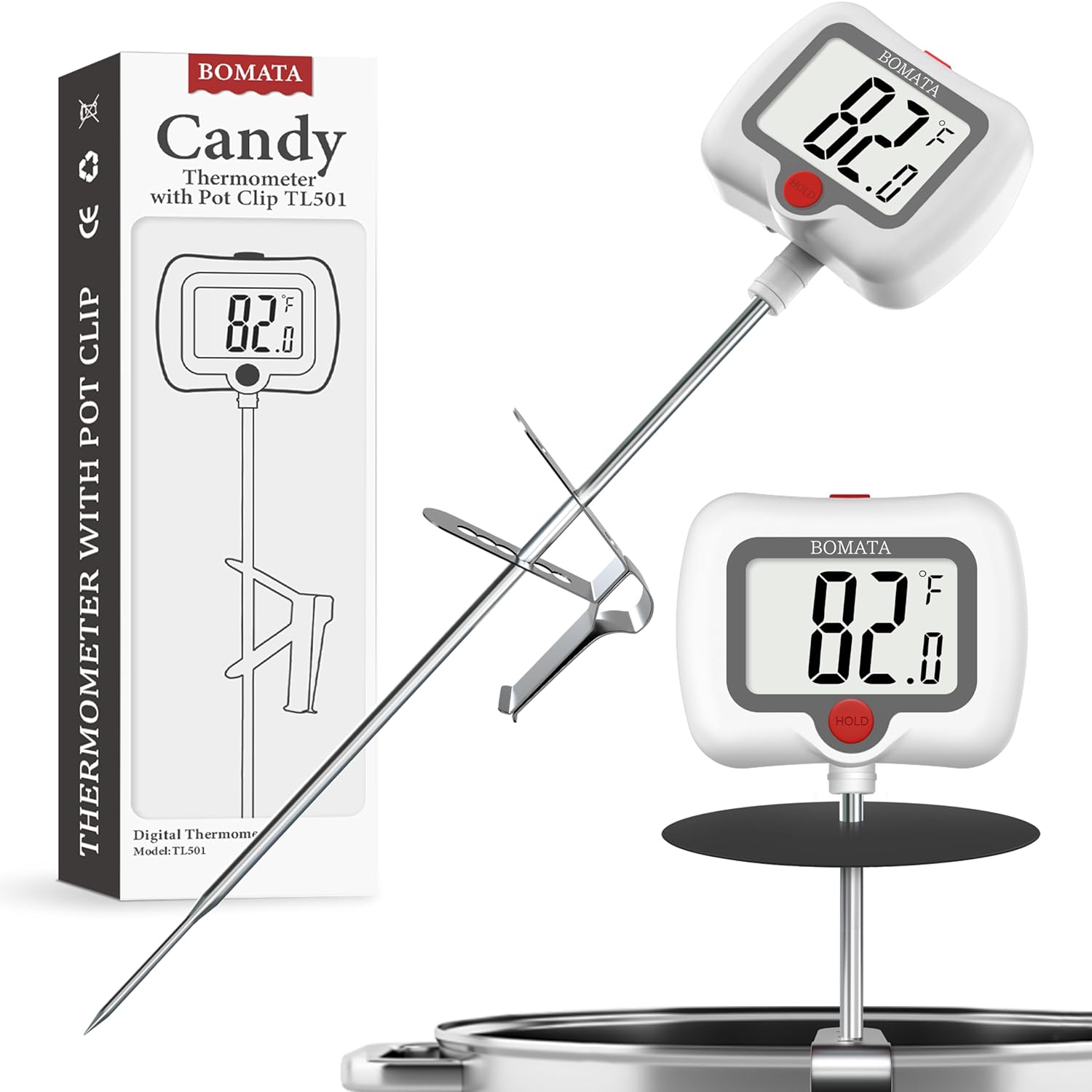 BOMATA Digital Candy Thermometer with Pot Clip, Deep Fry Oil Thermometer