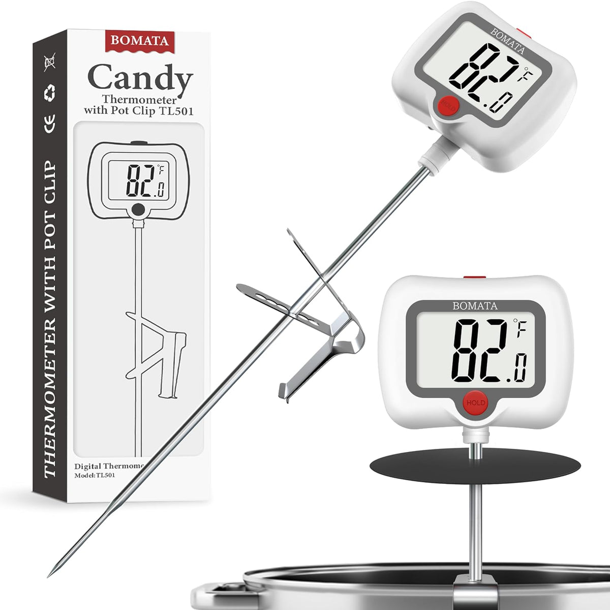 BOMATA Digital Candy Thermometer with Pot Clip, Deep Fry Oil Thermometer