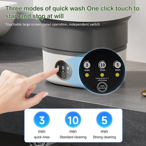 Portable Washing Machine 20L —Small Foldable Washer with Spin Basket