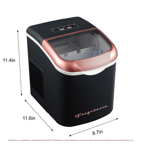 FRIGIDAIRE Retro Compact Ice Maker Machine, Bullet Ice, 26 lb per Day (BlackRoseGold)