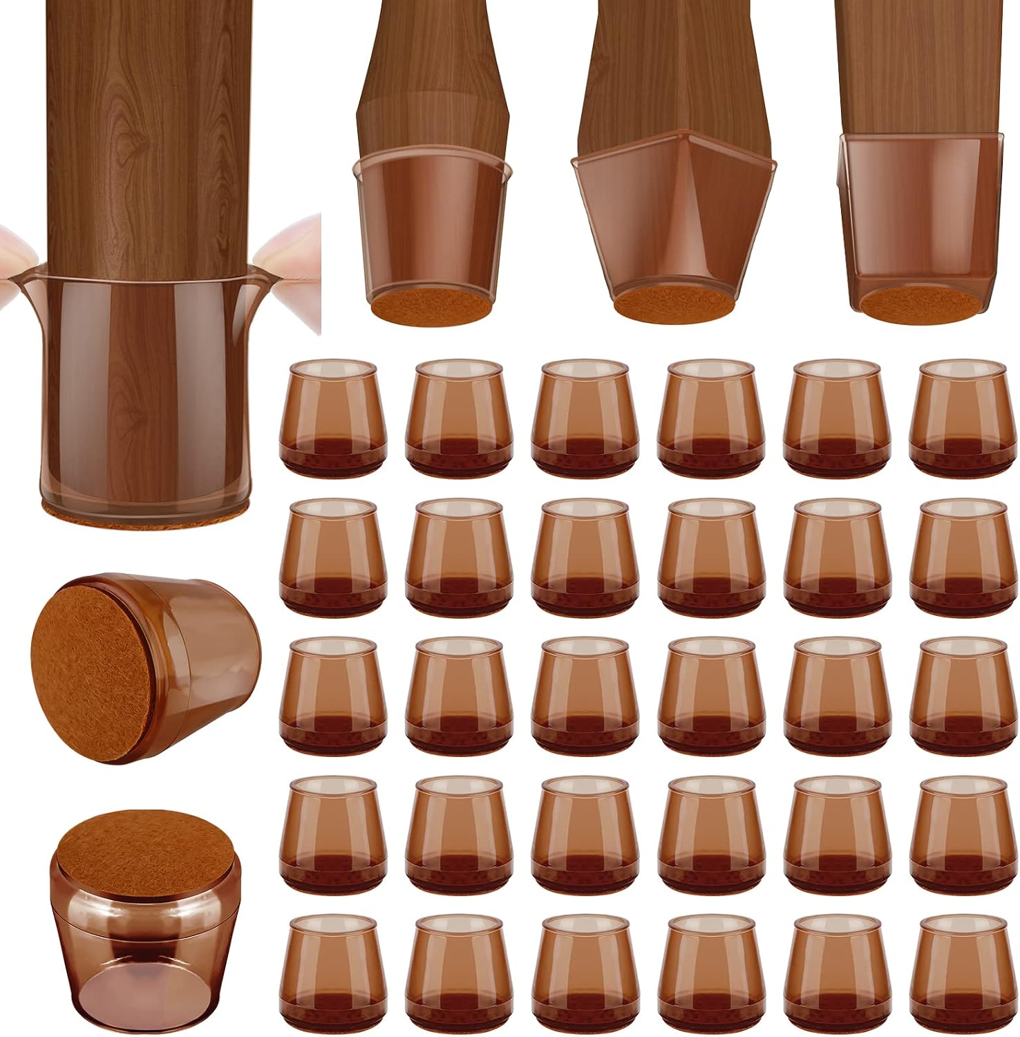 BALEINE 32PCS Silicone Chair Leg Floor Protectors for Hardwood Floors
