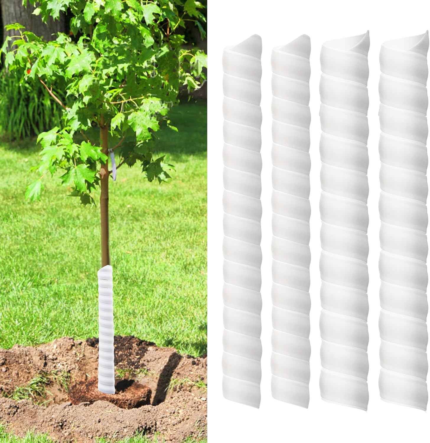 4/6/8/20 Pcs Tree Trunk Protector-2 Size Plastic Spiral Tree Guard Tree Trunk Protector Wrap Tree Bark Protector Tube Tree Wraps to Protect Bark Tree Saplings from Deer Cats Rodents Rabbit Mowers