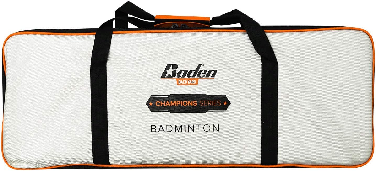 Baden Champions Portable Badminton Set Regulation Net, 4 Racquets, 3 Shuttlecocks, Boundary & Carry Bag Ideal for Backyard Fun with Friends and Family from Kids to Adults