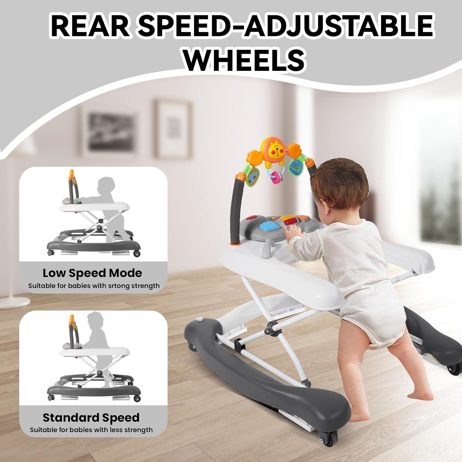 5 in 1 Foldable Baby Walker for Boys Girls Infant 6-12 Months