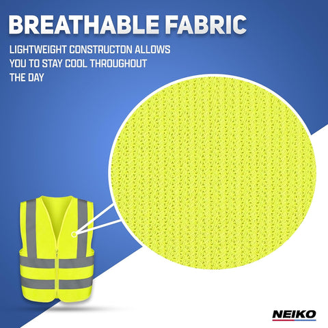 Neiko High Visibility Safety Vest, ANSI Class 2, No Pocket
