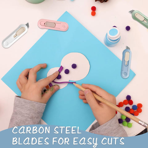 Box Cutter,Retractable Box Opener, Package Opener, Easy Slide Retractable Cute envelope opener for opening daily express boxes, envelopes, packages, paper tapes and more (8 Pcs Box Cutter)