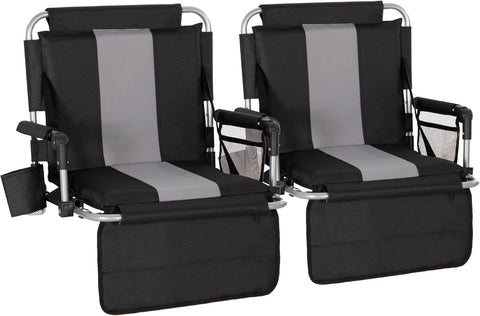 LET'S CAMP 2 Pack Folding Stadium Seats, Portable Bleacher Chairs
