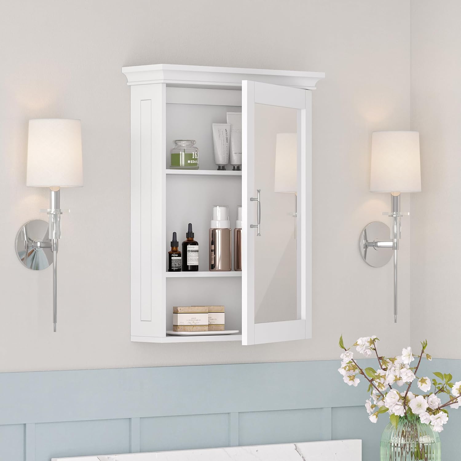 RiverRidge Somerset Bathroom Wall Mount Medicine Cabinet with Mirror, White