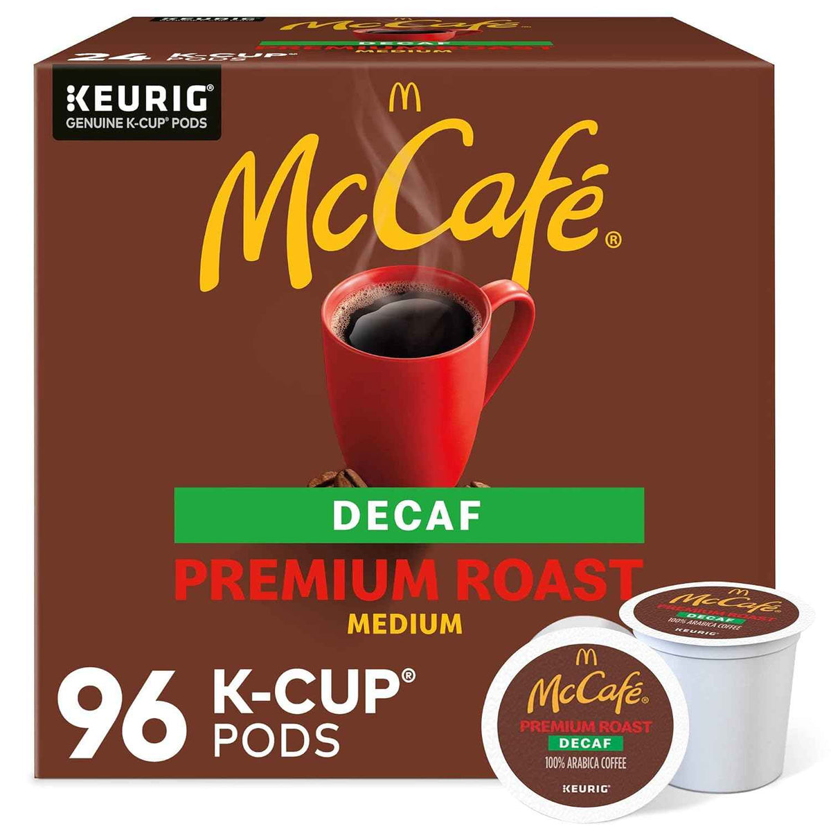 McCafe Premium Roast Decaf Coffee, Single Serve Keurig K-Cup Pods, Decaffeinated, 96 Count (4 Packs of 24)