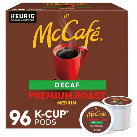 McCafe Premium Roast Decaf Coffee, Single Serve Keurig K-Cup Pods, Decaffeinated, 96 Count (4 Packs of 24)