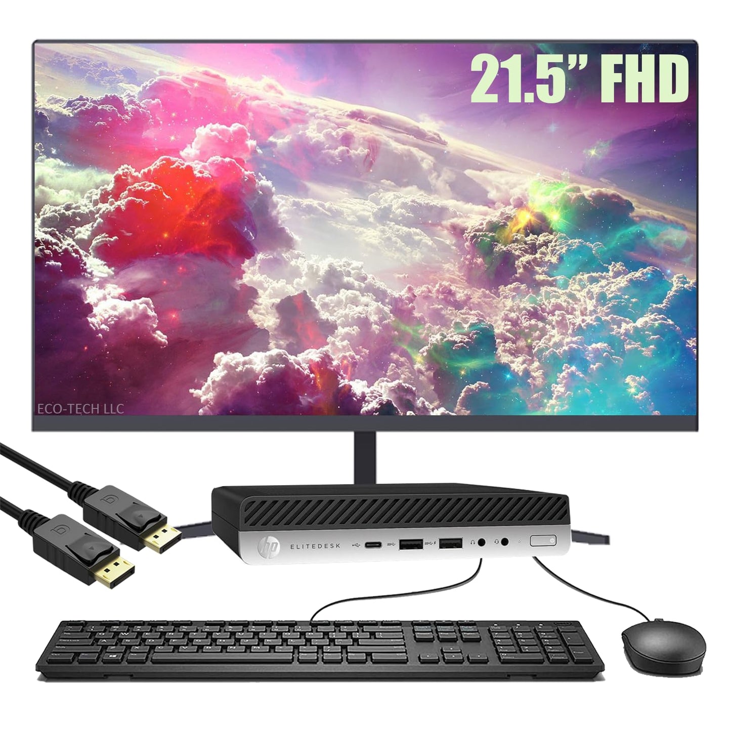 HP EliteDesk 800 G3 Mini Desktop PC Computer W/ 21.5in 1080P Monitor, Intel i5-7500T @3.4 GHz, 16GB RAM, 1TB SSD, VGA, DisplayPort, Keyboard & Mouse Windows 10 Pro (Renewed)