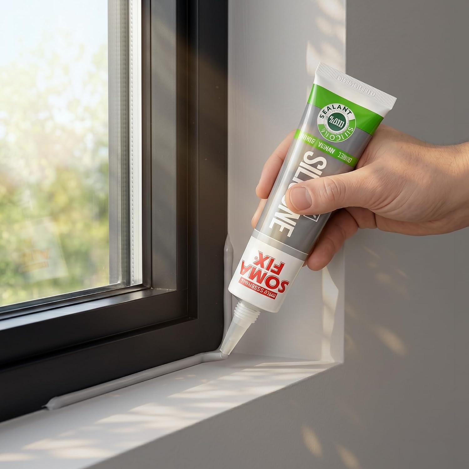 Gray Silicone Caulk (No Gun Needed) Flexible & Waterproof Caulking Tube