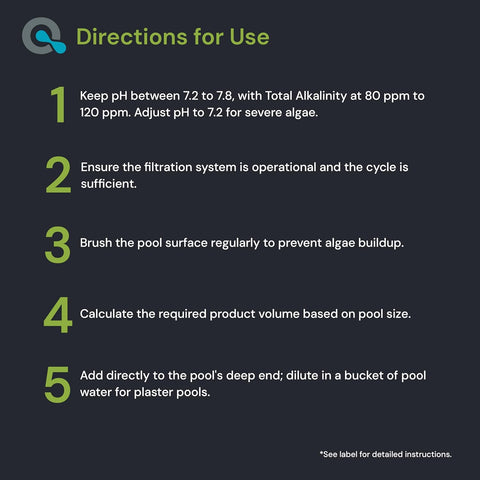 AquaDoc Copper Algaecide for Swimming Pools - 90 Day Formula, 128 oz