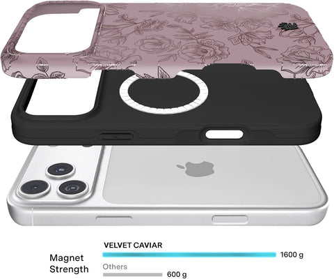 VELVET CAVIAR Case for iPhone 17 Pro Max | Compatible with MagSafe | 10ft Drop Tested | Protective Designer Cases | Dusty Rose Floral 2.0