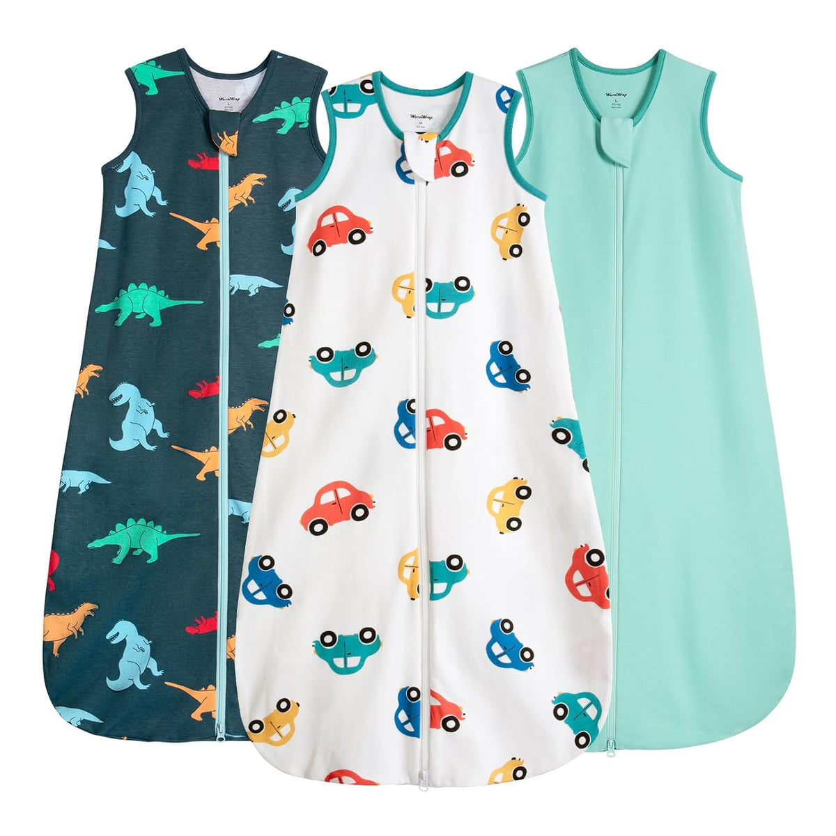 Baby Sleep Sack 6-12 Months 100% Cotton 0.5 Tog 2-Way Zip 3 Pack