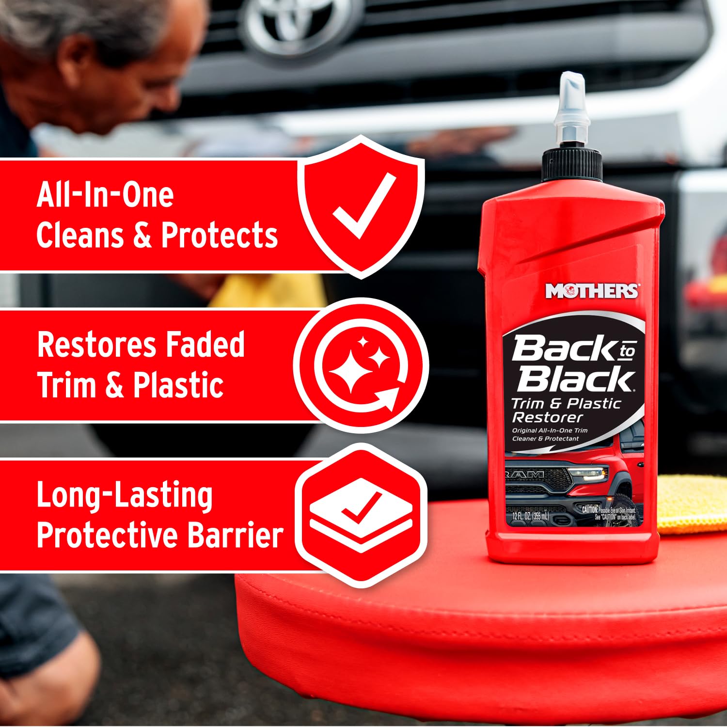 Mothers Back-to-Black Trim & Plastic Restorer, 12 oz. (06112)