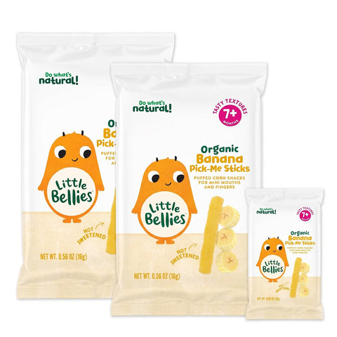 Little Bellies Organic Banana Pick-Me Sticks Baby Snack (0.56 oz Individual Packs), (Pack of 10)
