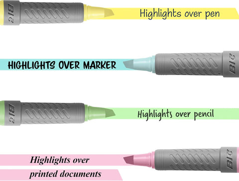 BIC Brite Liner Grip Pastel Highlighter Set, Chisel Tip, 12-Count