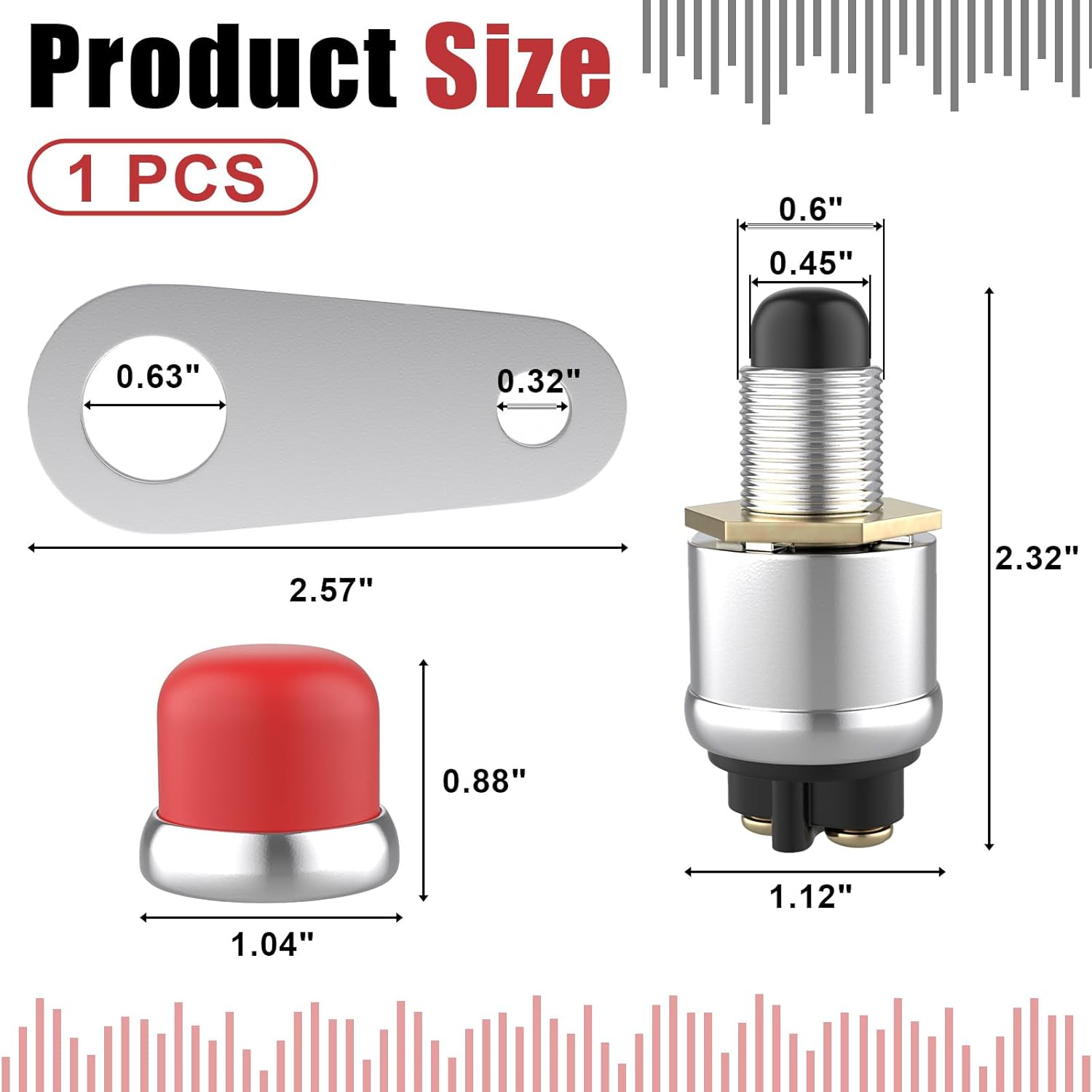 BFXM Push Button Starter Switch, 12V 50A Momentary Push Button Switch