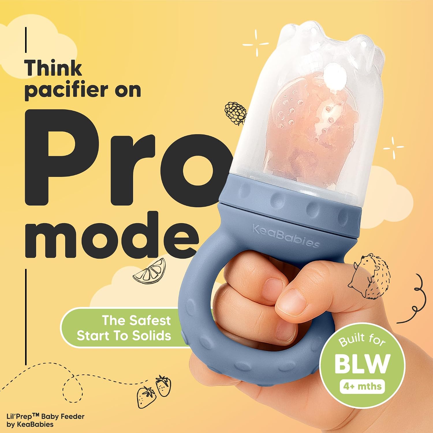 KeaBabies Baby Fruit Feeder 2pk, Silicone Baby Food Feeder,BPA-Free (Slate)