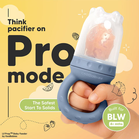 KeaBabies Baby Fruit Feeder 2pk, Silicone Baby Food Feeder,BPA-Free (Slate)