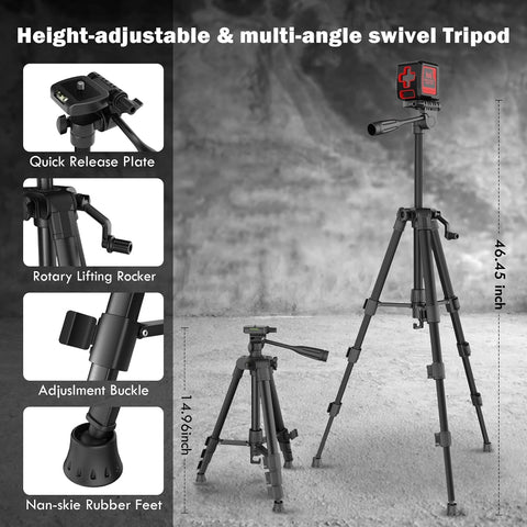 Motovera Self Leveling Laser Level 100ft, Green Cross Line with Tripod, 4 Brightness Modes & Pulse Function, Manual & Self-Leveling Modes, IP54 Waterproof for Picture Hanging, Tile, DIY Construction