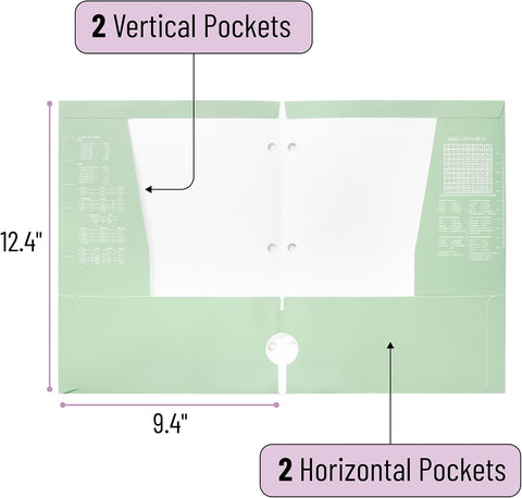 Mr. Pen- 4-Pocket Folders, 4 Pack, 12.5" x 9.5", Pastel Colors | Tear-Resistant Paper Folders with Pockets 3 Holes Punched, High Capacity
