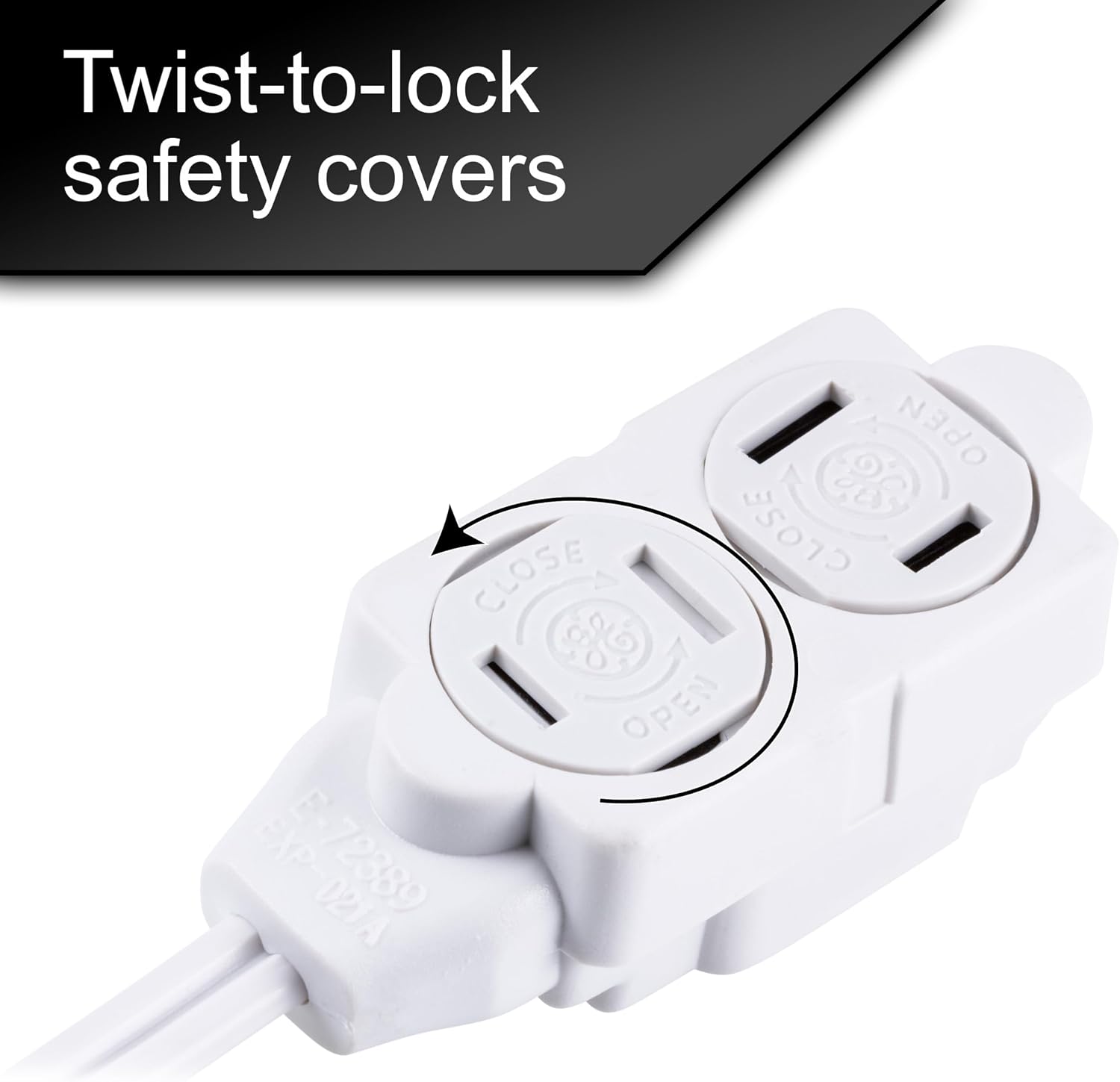GE 12 Ft Extension Cord, 3 Outlet Power Strip, 2 Prong, 16 Gauge