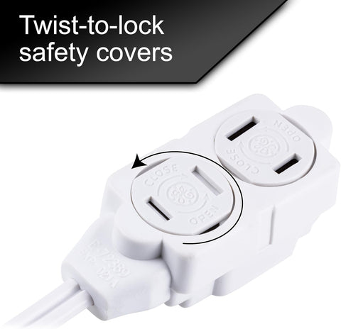 GE 12 Ft Extension Cord, 3 Outlet Power Strip, 2 Prong, 16 Gauge