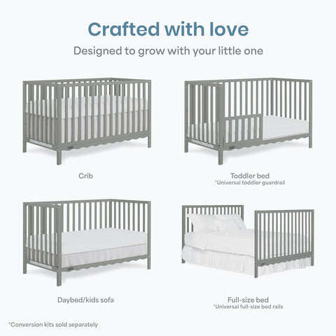 Dream On Me Synergy Wave 5-in-1 Convertible Full Size Baby Crib, Seagrass