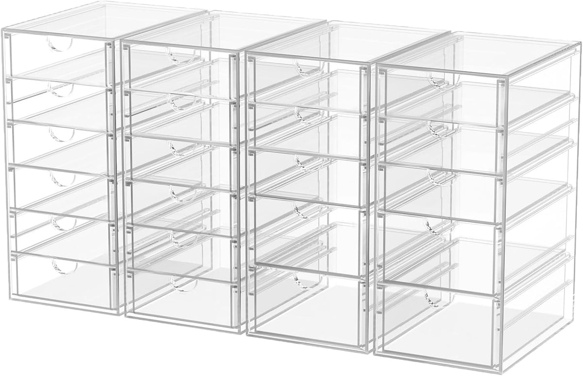 caktraie 4-Pack 22-Drawer Acrylic Storage & Makeup Organizer for Desk