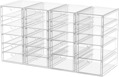 caktraie 4-Pack 22-Drawer Acrylic Storage & Makeup Organizer for Desk