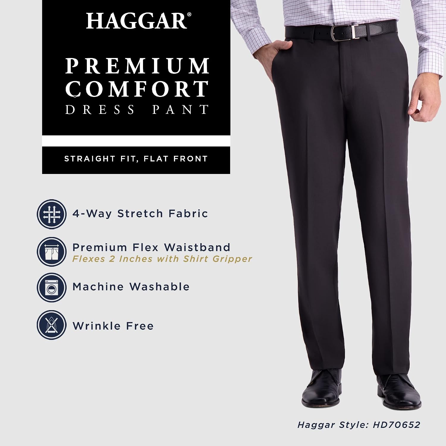 Haggar Men's Straight Fit Premium Comfort Dress Pant